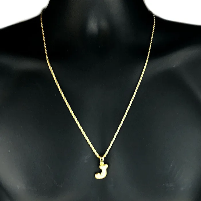 Necklaces Bling Cartel Admin 14K Gold Plated J Letter Micro Chain Rope Necklace