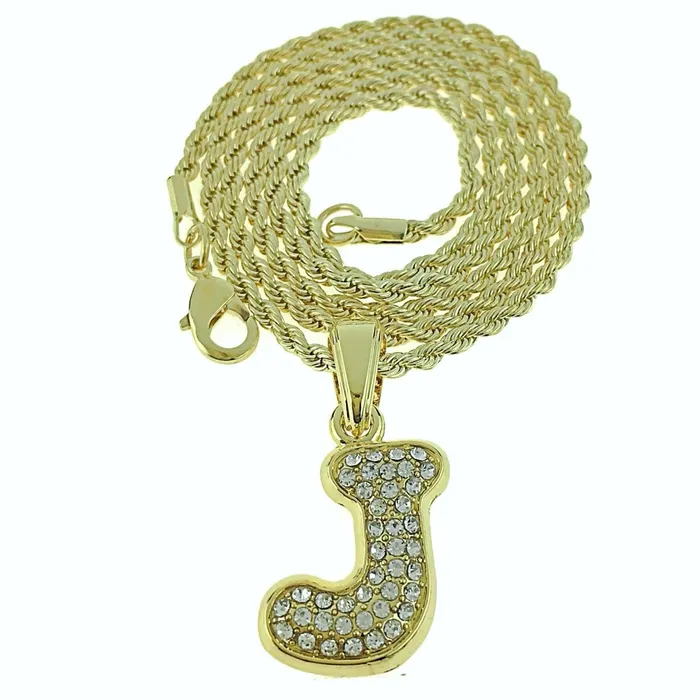 Necklaces Bling Cartel Admin 14K Gold Plated J Letter Micro Chain Rope Necklace