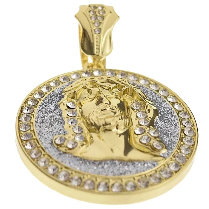 Necklaces Bling Cartel Admin 14K Gold Plated Jesus Head wSilver Glitter Round Coin Pendant Necklaces Bling Cartel Admin 14K Gold Plated Jesus Head wSilver Glitter Round Coin Pendant