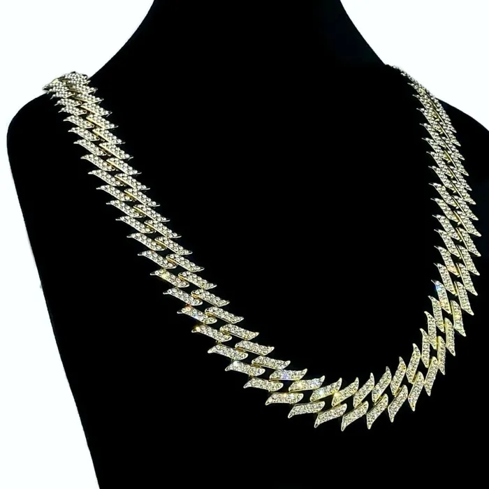 Necklaces Bling Cartel Admin 14K Gold Plated Spike Chain 24 Inch X 25MM