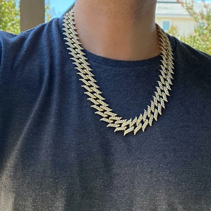 Necklaces Bling Cartel Admin 14K Gold Plated Spike Chain 24 Inch X 25MM