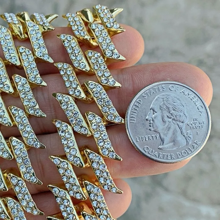 Necklaces Bling Cartel Admin 14K Gold Plated Spike Chain 24 Inch X 25MM
