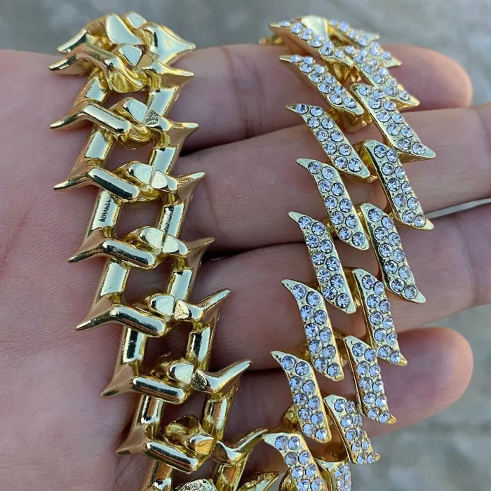 Necklaces Bling Cartel Admin 14K Gold Plated Spike Chain 24 Inch X 25MM