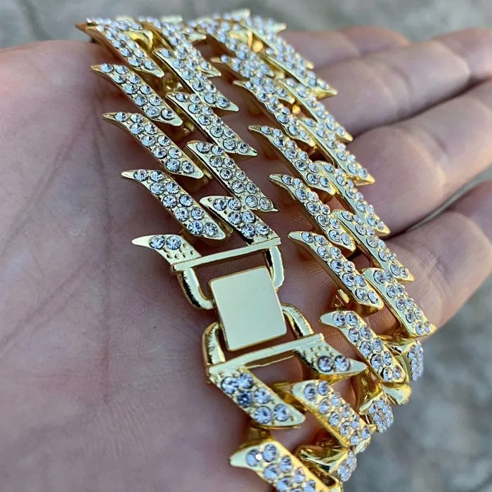 Necklaces Bling Cartel Admin 14K Gold Plated Spike Chain 24 Inch X 25MM