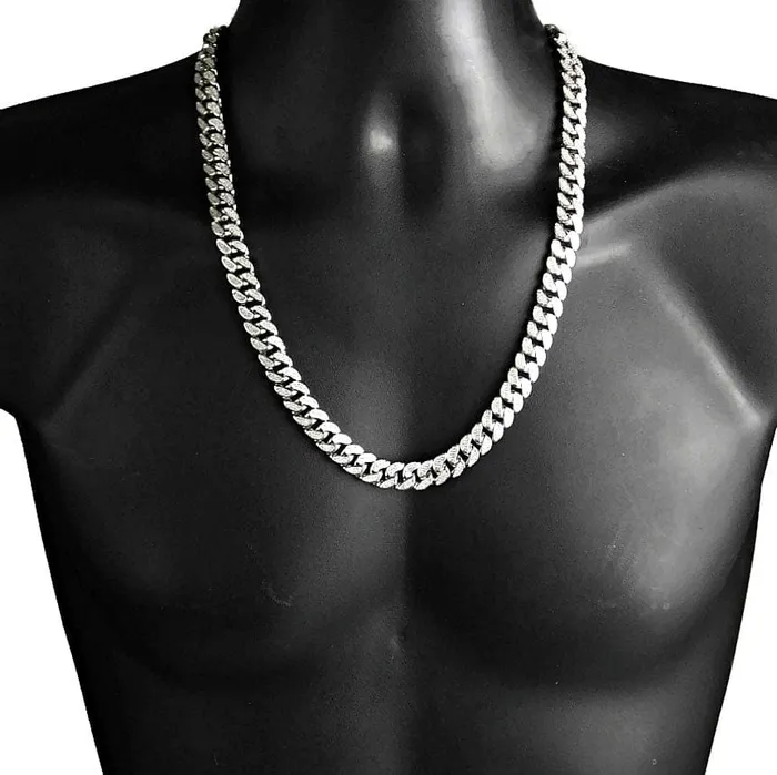 Necklaces Bling Cartel Admin 24 Cuban CZ Micro Pave Silver Tone Chain Iced Flooded Out Necklace Necklaces Bling Cartel Admin 24 Cuban CZ Micro Pave Silver Tone Chain Iced Flooded Out Necklace