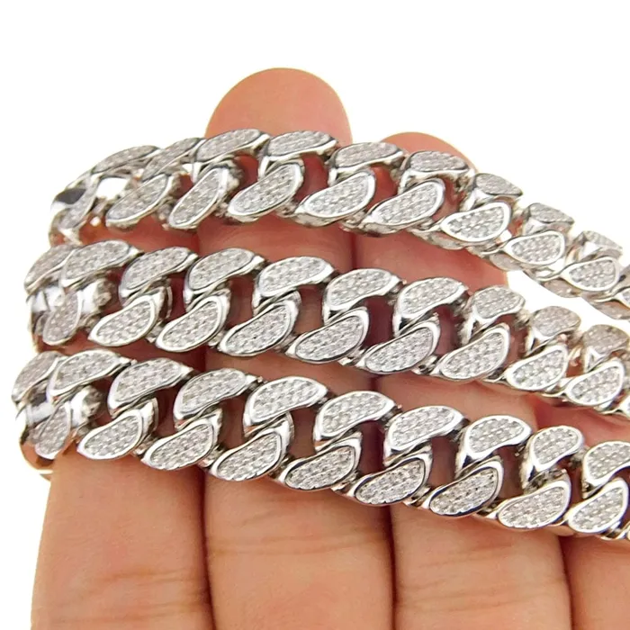 Necklaces Bling Cartel Admin 24 Cuban CZ Micro Pave Silver Tone Chain Iced Flooded Out Necklace Necklaces Bling Cartel Admin 24 Cuban CZ Micro Pave Silver Tone Chain Iced Flooded Out Necklace