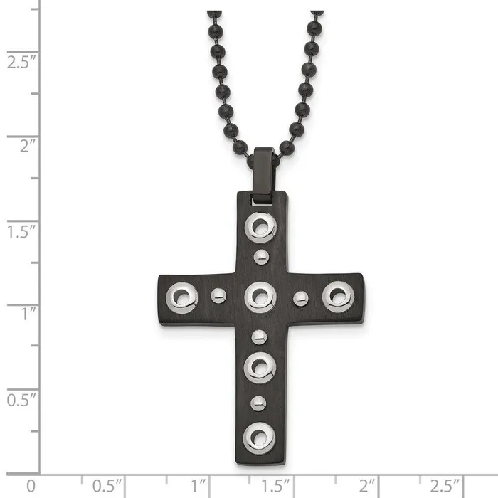 Necklaces Chisel Stainless Steel Brushed and Polished Black IPplated Cross Necklace Necklaces Chisel Stainless Steel Brushed and Polished Black IPplated Cross Necklace