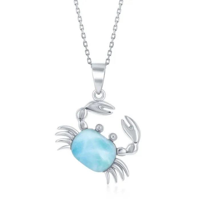 Necklaces Classic Sterling Silver Larimar Crab Pendant