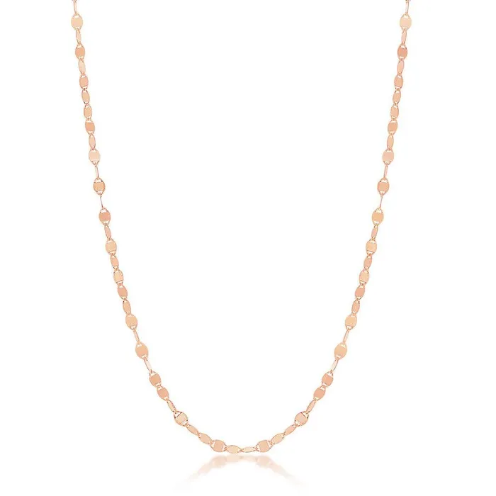 Necklaces Classic Sterling Silver Rose GP Flat Mirror Oval Chain 16