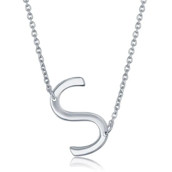 Necklaces Classic Sterling Silver Sideways S Initial Necklace
