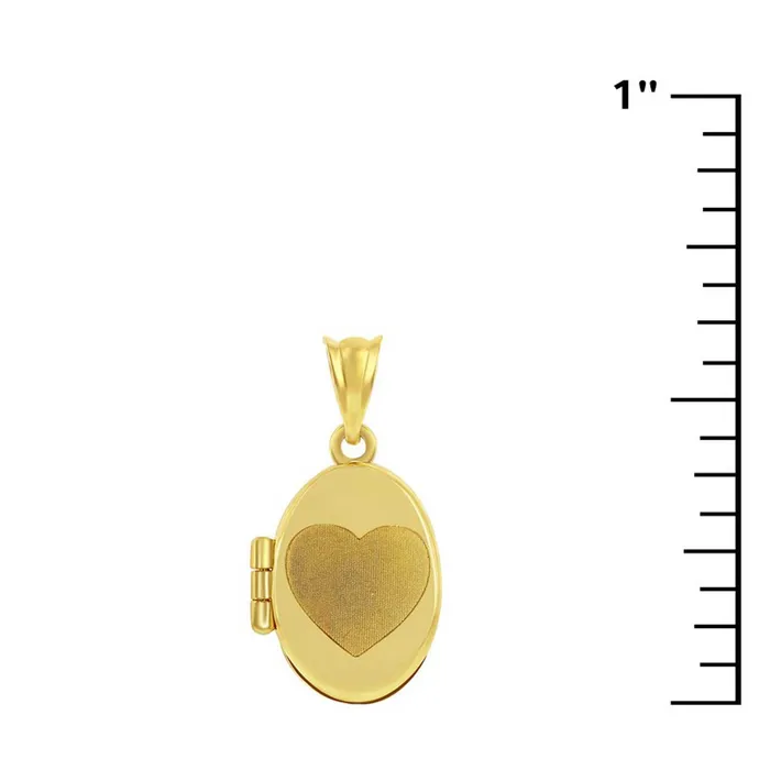 Necklaces Classic Womens Locket 14K Yellow Gold Heart Mom Oval 14J204