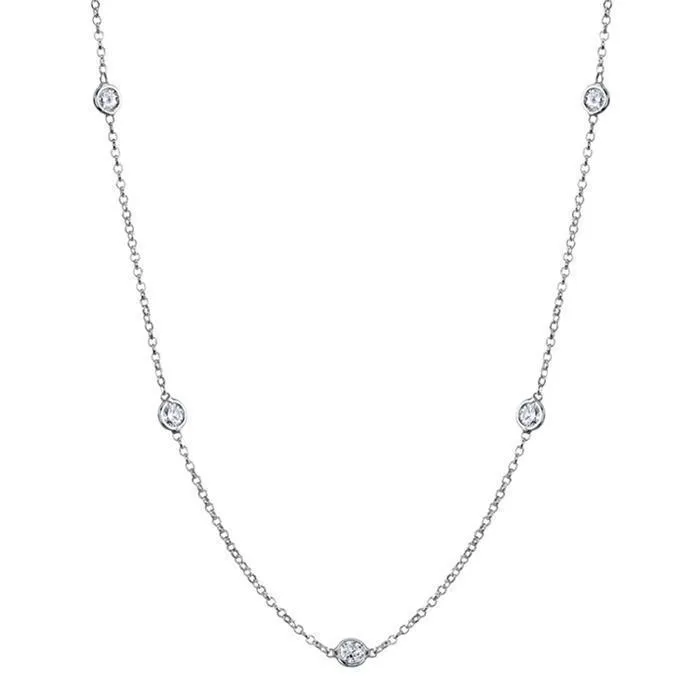 Necklaces deBebians 050 cttw Lab Created Diamond Bezel Set Station Necklace Necklaces deBebians 050 cttw Lab Created Diamond Bezel Set Station Necklace