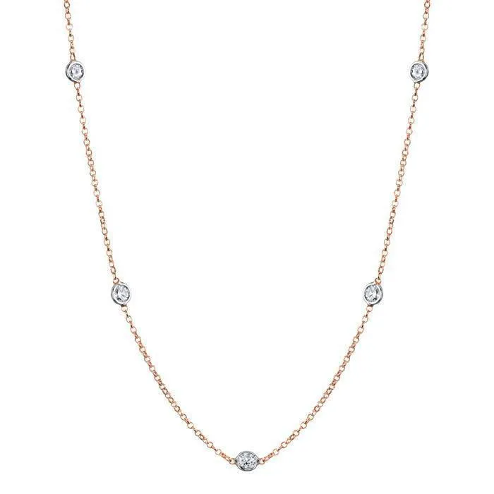 Necklaces deBebians 050 cttw Lab Created Diamond Bezel Set Station Necklace