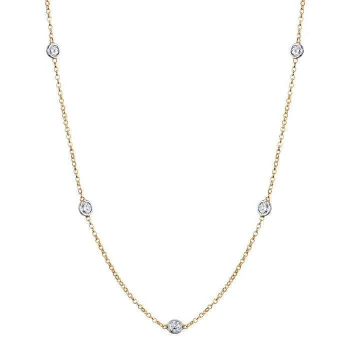 Necklaces deBebians 050 cttw Lab Created Diamond Bezel Set Station Necklace