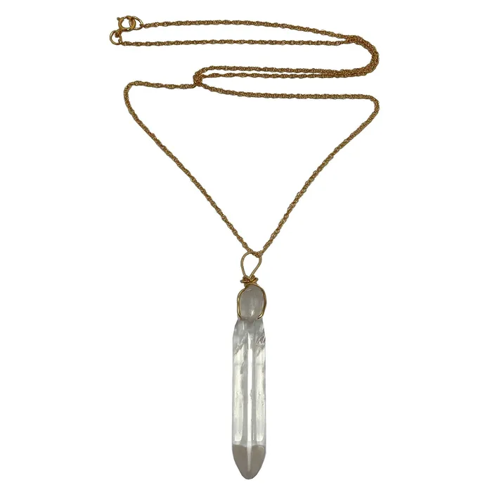 Necklaces Satin Crystals Clear Quartz Necklace Raw Crystal Point