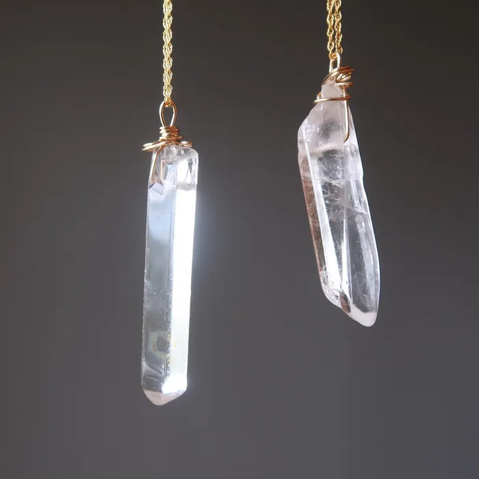 Necklaces Satin Crystals Clear Quartz Necklace Raw Crystal Point