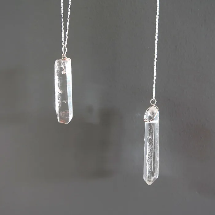 Necklaces Satin Crystals Clear Quartz Necklace Raw Crystal Point