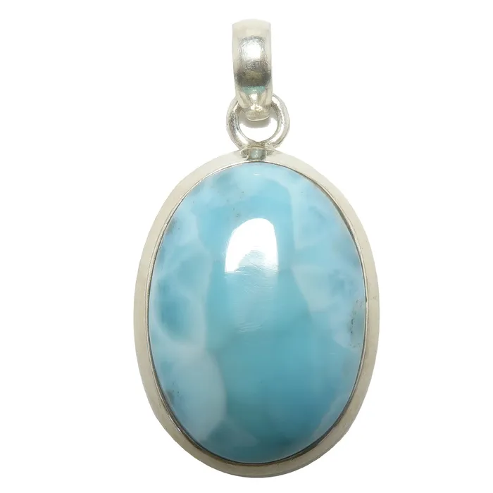 Necklaces Satin Crystals Larimar Pendant Celestial Mirror Sky Blue Sterling Silver