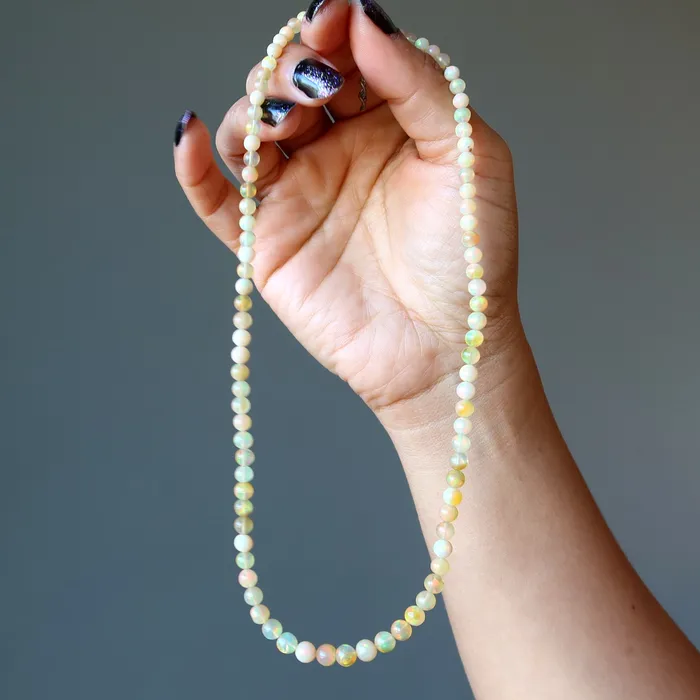 Necklaces Satin Crystals Opal Necklace Mawu Sun Yellow Ethiopian Fire Gems