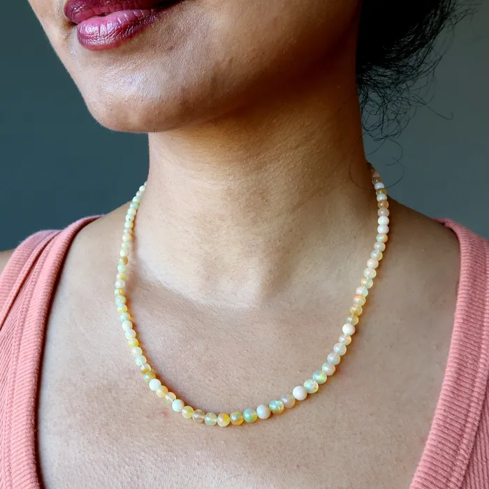 Necklaces Satin Crystals Opal Necklace Mawu Sun Yellow Ethiopian Fire Gems