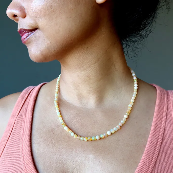 Necklaces Satin Crystals Opal Necklace Mawu Sun Yellow Ethiopian Fire Gems