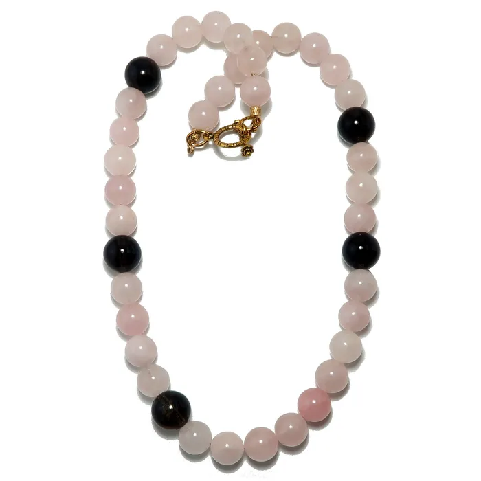 Necklaces Satin Crystals Rose Quartz Necklace Smoky Gem Valentines