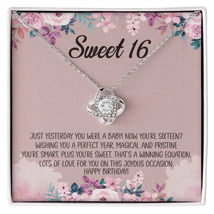 Necklaces ShineOn Fulfillment Sweet 16 Message Card Love Knot Necklace
