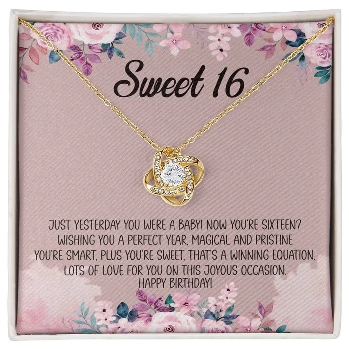 Necklaces ShineOn Fulfillment Sweet 16 Message Card Love Knot Necklace