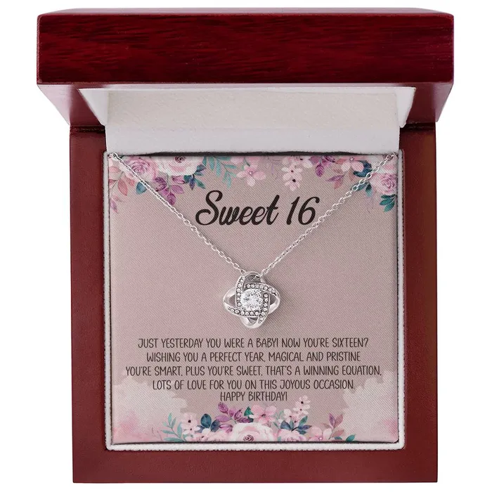 Necklaces ShineOn Fulfillment Sweet 16 Message Card Love Knot Necklace