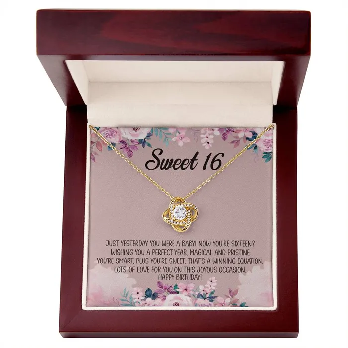 Necklaces ShineOn Fulfillment Sweet 16 Message Card Love Knot Necklace