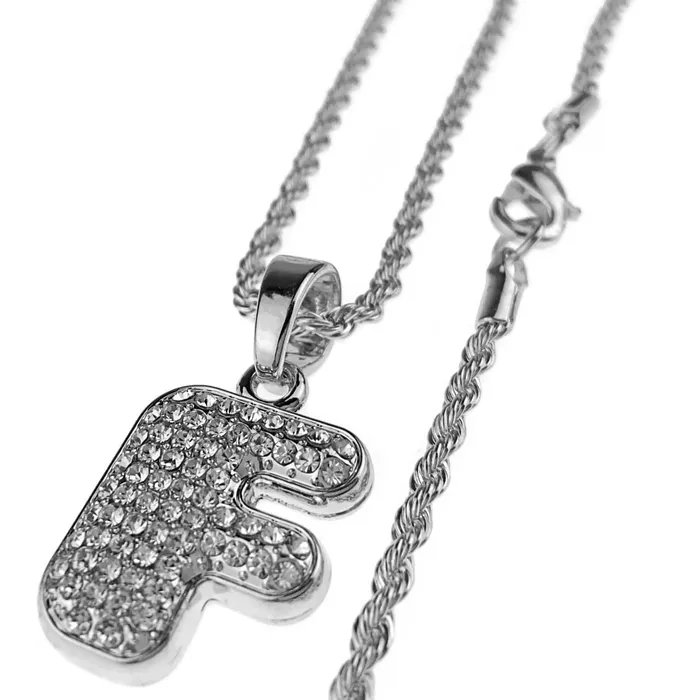 Necklaces Silver Tone F Letter Micro Chain Rope Necklace Bling Cartel Admin