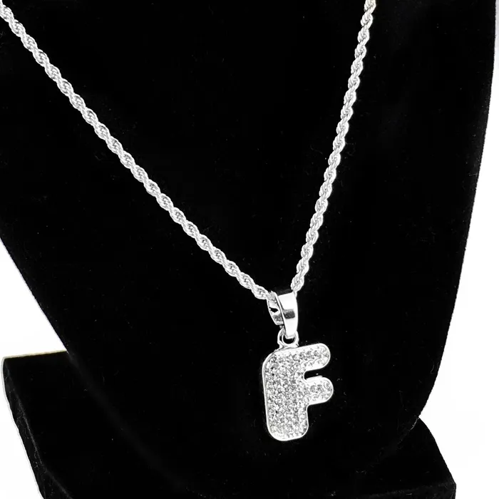 Necklaces Silver Tone F Letter Micro Chain Rope Necklace Bling Cartel Admin