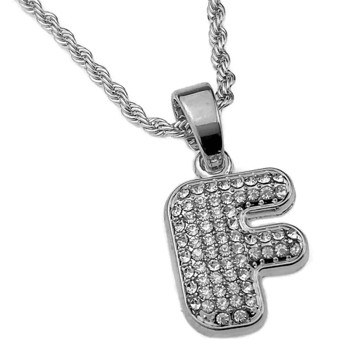 Necklaces Silver Tone F Letter Micro Chain Rope Necklace Bling Cartel Admin