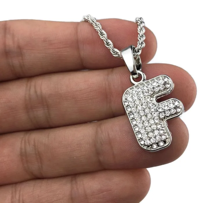 Necklaces Silver Tone F Letter Micro Chain Rope Necklace Bling Cartel Admin
