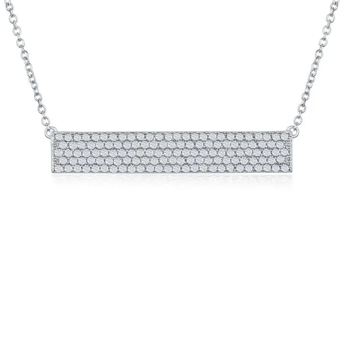 Necklaces Sterling Silver CZ Bar Necklace Classic