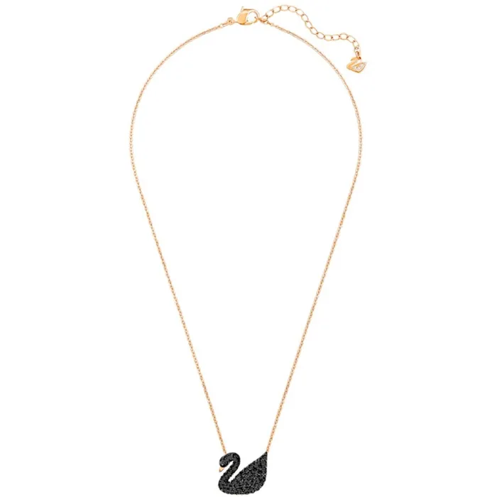 Necklaces Swarovski Swarovski Womens Pendant with Chain Iconic Swan Black and Rose Gold 5204134 Necklaces Swarovski Swarovski Womens Pendant with Chain Iconic Swan Black and Rose Gold 5204134