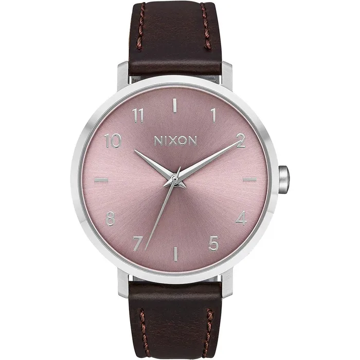 Nixon Womens Quartz Watch Arrow Pink Dial Brown Strap Silver SS Case A10912878 NIXON Watches Nixon Womens Quartz Watch Arrow Pink Dial Brown Strap Silver SS Case A10912878 NIXON Watches