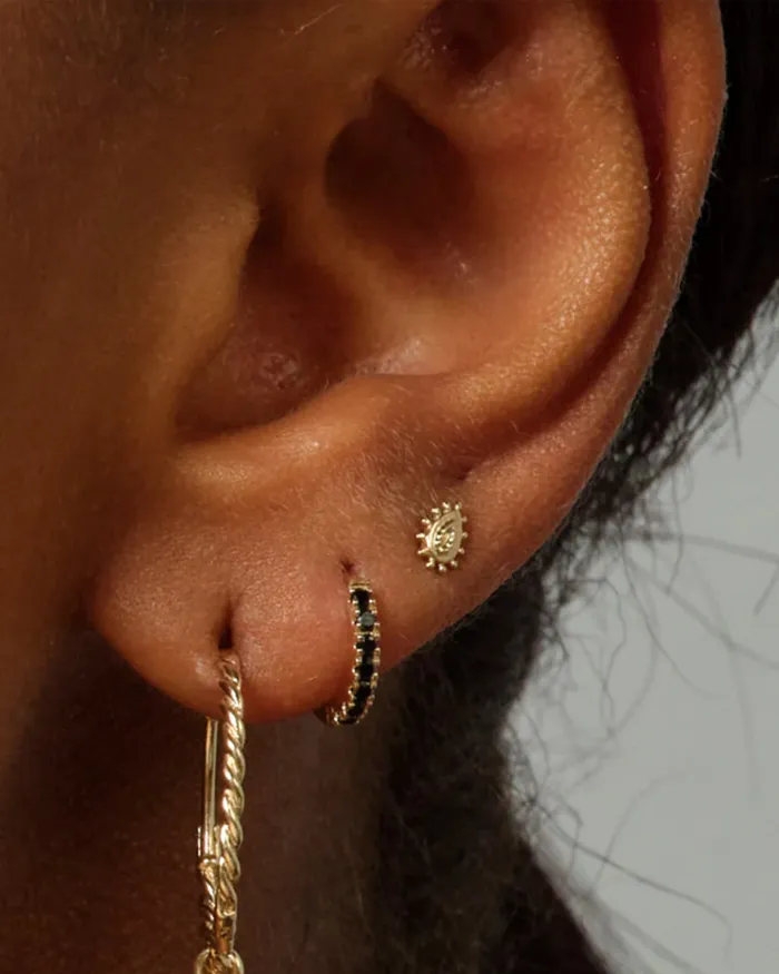 Pav Sapphire Huggie Hoop METIER BY TOMFOOLERY Earrings