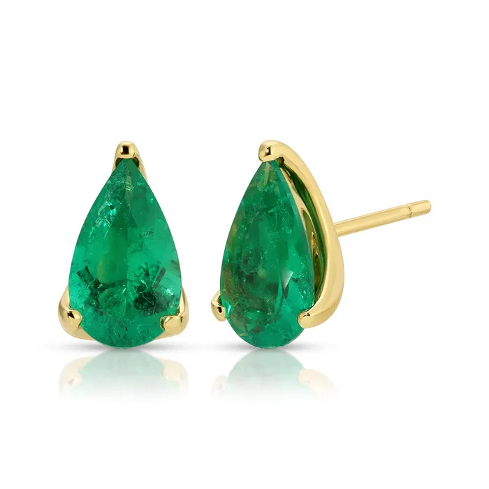 PEAR SHAPE EMERALD STUD EARRINGS anitako Earrings