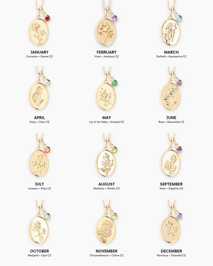 Penny Pairs Necklaces Birth Flower Gold Necklace Penny Pairs Necklaces Birth Flower Gold Necklace