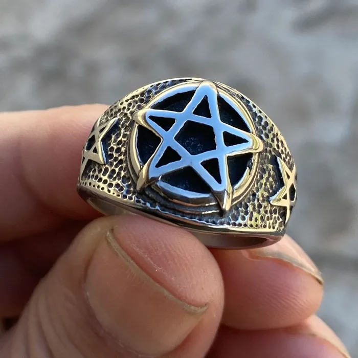 Pentagram Ring Occult Magic Pentacle Stainless Steel Size 713 Vivi Rings Pentagram Ring Occult Magic Pentacle Stainless Steel Size 713 Vivi Rings
