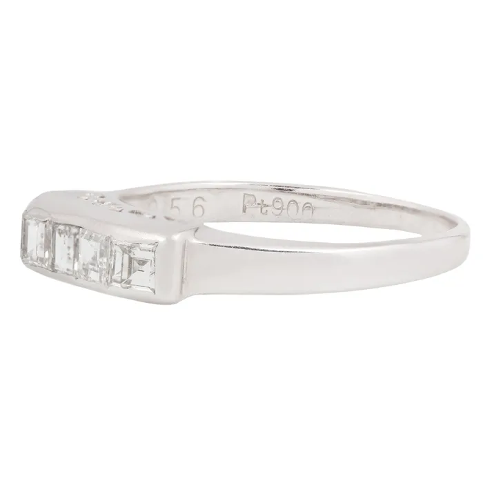 Platinum Five Diamond Bar Ring Antique Vintage Jewelry Rings