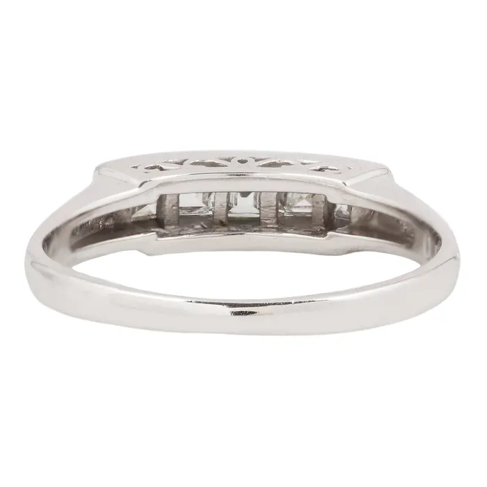 Platinum Five Diamond Bar Ring Antique Vintage Jewelry Rings
