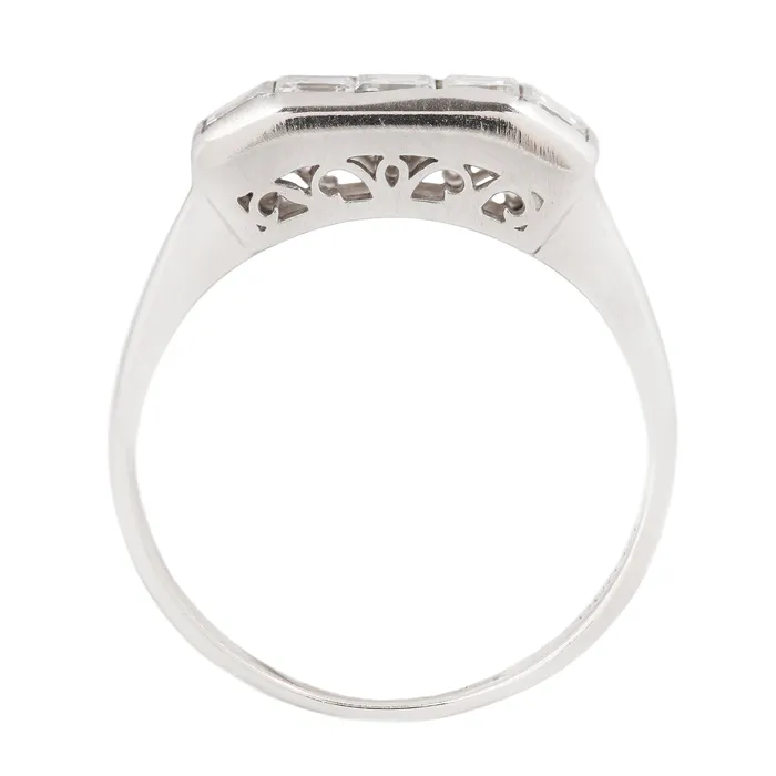 Platinum Five Diamond Bar Ring Antique Vintage Jewelry Rings