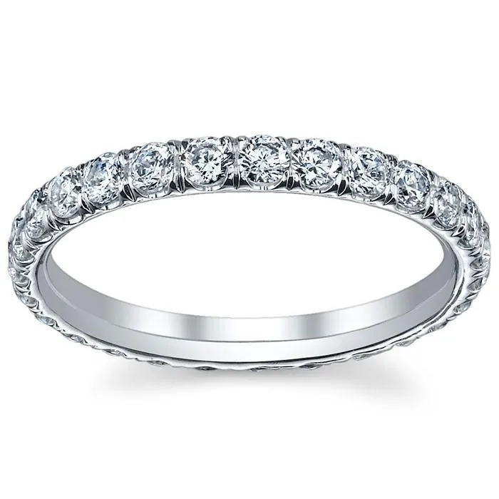 Rings 075cttw Forever One Moissanite Pave Eternity Ring 2mm Wide deBebians