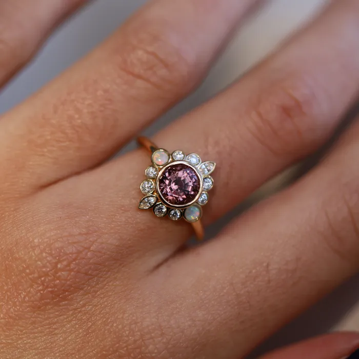Rings 182ct Imperial Malaya Garnet and Opal Scarlette Compass Ring Marrow Fine Rings 182ct Imperial Malaya Garnet and Opal Scarlette Compass Ring Marrow Fine