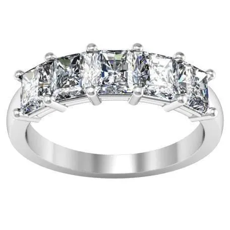 Rings 200cttw Shared Prong Radiant Cut Diamond Five Stone Ring deBebians Rings 200cttw Shared Prong Radiant Cut Diamond Five Stone Ring deBebians