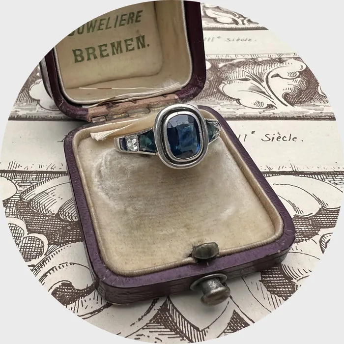 Rings 21stfinds Art Deco Platinum Sapphire Diamond Target Ring