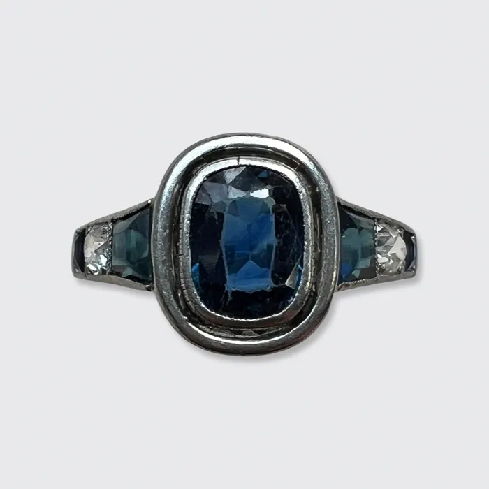 Rings 21stfinds Art Deco Platinum Sapphire Diamond Target Ring