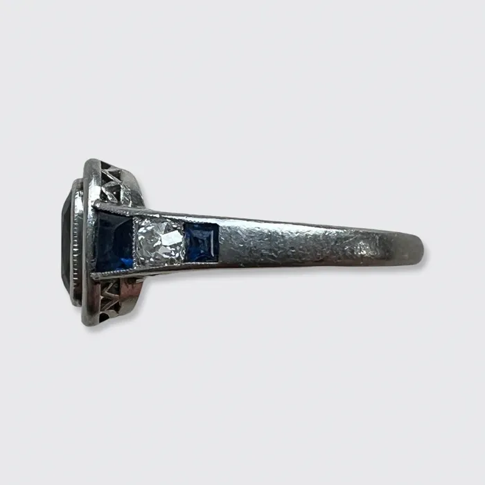 Rings 21stfinds Art Deco Platinum Sapphire Diamond Target Ring